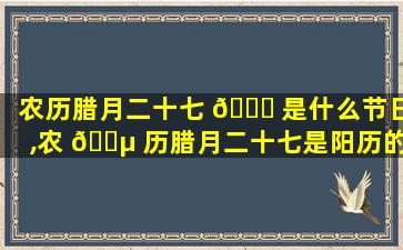 农历腊月二十七 🐎 是什么节日,农 🐵 历腊月二十七是阳历的几月几号